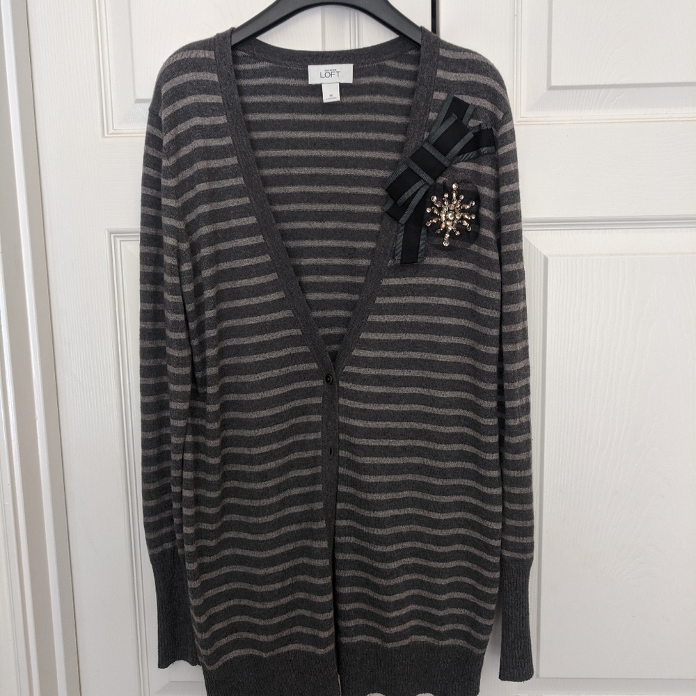 LOFT striped long cardigan